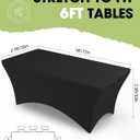 Pureegg Spandex Tablecloth 6ft - 6 Pack, Fitted and Stretch Table Cover for Rectangle Tables, Wrinkle-Resistant and Secure Fabric for Outdoor, Picnic, Party, Wedding, Banquet and Birthday, Black