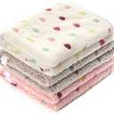 1 Pack 3 Blankets Super Soft Cute Dot Pattern Pet Blanket Flannel Throw for Dog Puppy Cat Beige/Brown/Pink Small