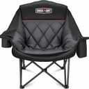 Overmont Oversized XL Camping Chair for Adults - 400lbs Support Heavy-Duty Padded Folding Chair with Side Pocket Cup Holder Cooling Bag for Outdoor Sports Garden Beach Fishing Lawn Black