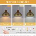 Gold Pendant Light, 11.8" Wood Pendant Lights Fixtures Adjustable Modern Dome Hanging Lighting,for Kitchen Island Dining Room Farmhouse Sink Office Bedroom