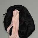 YFONG 100% 22 Momme Mulberry Silk Bonnet for Sleeping Women, Larger Double Layer Silk Hair Wrap for Curly Short Long Hair, Non-Slip Sleep Cap Turban with Elastic Tie Band (Pink & Black)