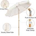 Seazul 5.2ft Patio Umbrella with Fringe, Beach Umbrella, Fringe Umbrella Outdoor Patio, Tilting Steel Pole, UV 50+, Fiberglass Ribs, Elegant Cream