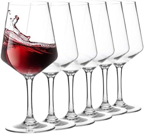 18-ounce Unbreakable Wine Glasses-Acrylic Plastic Stem Wine Glasses, set of 6-All Purpose, Red or White Wine Glass, Dishwasher Safe, BPA Free (Clear, Medium)