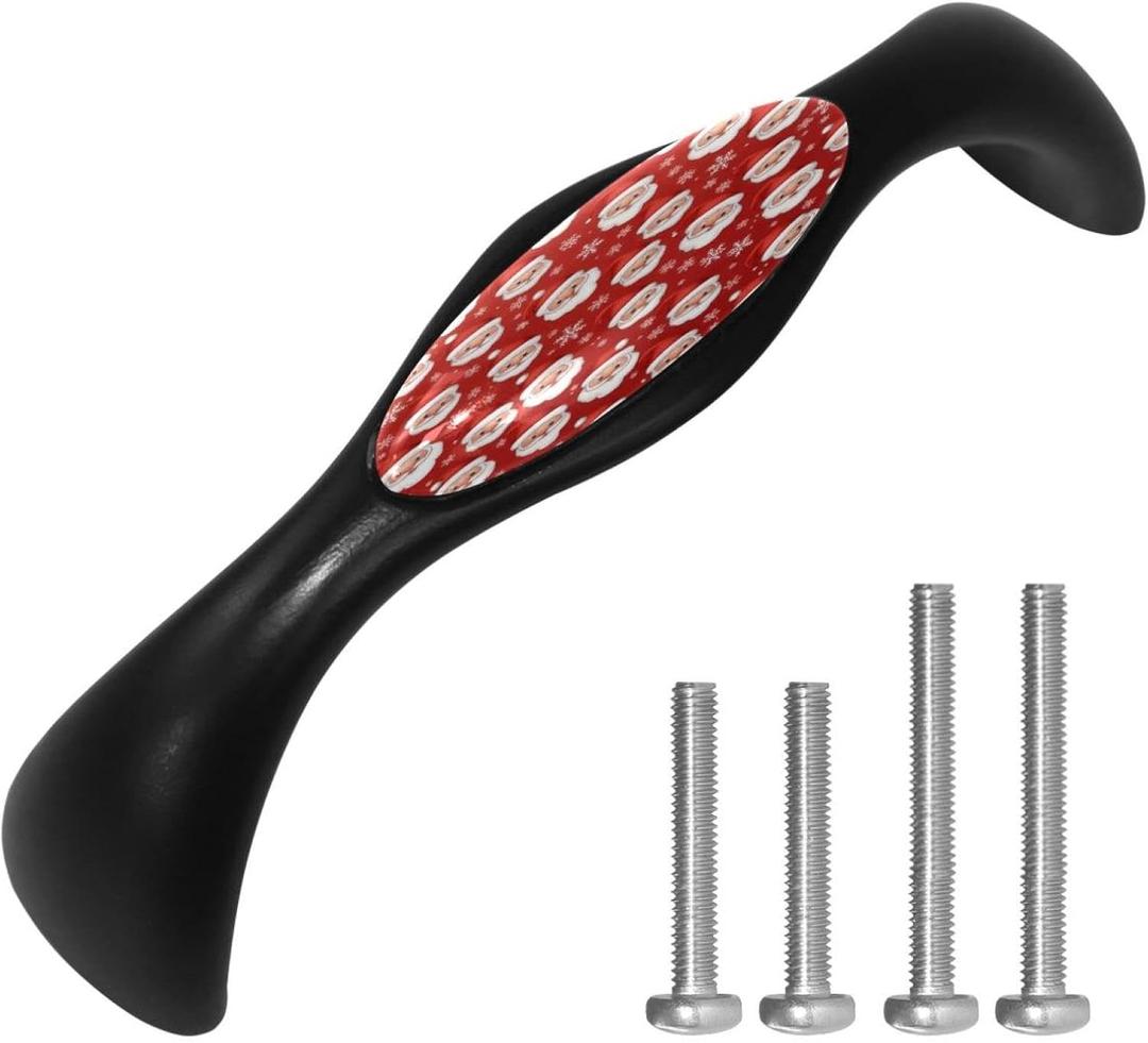 NEWzone 4 Pack 5.6 Inch Cabinet Handles Black Cabinet Pulls Santa Claus Drawer Handles for Kitchen Hardware Dresser Cupboard Bathroom Decor, 125mm Hole Center Color: Multicolored 15