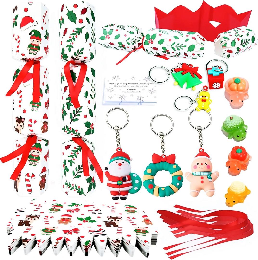 10 Pack Christmas Crackers Christmas No-snap Party Table Favors, new year themed Holiday Supplies for Kids and Adults,Parties, Dinners and Holidays