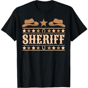 Cowboy Western Outfit Sheriff Costume Men Boys Kids Sheriff T-Shirt, Size: XL