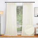 Pinch Pleated Curtains 2 Panels, Linen Textured Semi Sheer Curtain 84 Inches Long Back Tab Light Filtering Voile Window Drapes for Living Room, Bedroom and Farmhouse, 40 Inch x 84 Inch Ivory