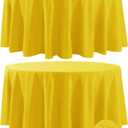 Fokitut 2 Pack Waterproof Round Tablecloth, 120 Inch, Stain Resistant and Wrinkle Polyester Table Cloth, Fabric Table Cover for Kitchen Dining, Wedding, Party, Holiday Dinner-Yellow