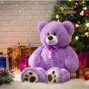 HollyHOME Teddy Bear Stuffed Animal Plush Giant Teddy Bears with Footprints Big Bear 36 inch Purple