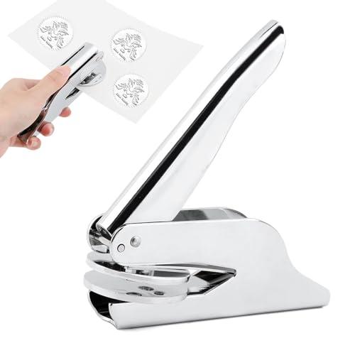 Book Embosser Embosser Stamp Library Stamp Hand-Held Embossing Stamp Embosser Stamp Your Own Text or Logo Design for Books Business Cards Paper (Color:Silver)