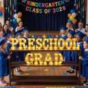Honoson 13 Pcs Preschool Graduation Decorations Preschool Grad Letter LED Lights Sign Neon Lights Table Decoration for Kindergarten Graduation Party Supplies 2026