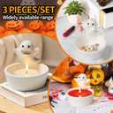 3PCS Ghost Candle Holder, Halloween Cute Cartoon Small Ghost Candle Holder, Tealight Handcrafted Ceramic - White Candlestick for Table Centerpiece, Small Candle Holders Perfect for Tea Light