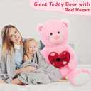 MaoGoLan 51inch Big Pink Teddy Bear Valentines Gifts for Girls Women - Pink Stuffed Bear Cute Plush Toy with Red Heart, Soft Cuddly Stuffed Animal for Girlfriend Wife Daughter, 50 Inch