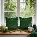 2 x Yookat St. Patricks Day Shamrock Green Pillow Covers 17.72x 17.72Inch Set of 2 Soft Lucky Clover Throw Pillowcase for St.Patricks Day Home Bed Sofa Couch