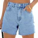 Shorts for Women High Waisted Classic Casual Long Jean Shorts Stretchy Denim Jorts with Pockets Size 8