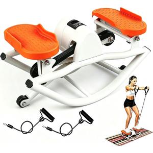 Steppers for Exercise at Home, Stair Stepper with Resistance Bands Mini Stepper with 330LBS Loading Capacity Hydraulic Fitness Stepper with LCD Monitor, Full Body Cardio Equipment