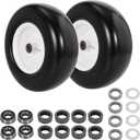 13x5.00-6 Flat Free Lawn Mower Tire and Wheel, 13x5x6 Zero Turn Mower Front Tires, Smooth Tread Premium PU Solid Mower Tire with White Wheel, 3/4"&5/8" Ball Bearing, 3.15-5.65" Centered Hub