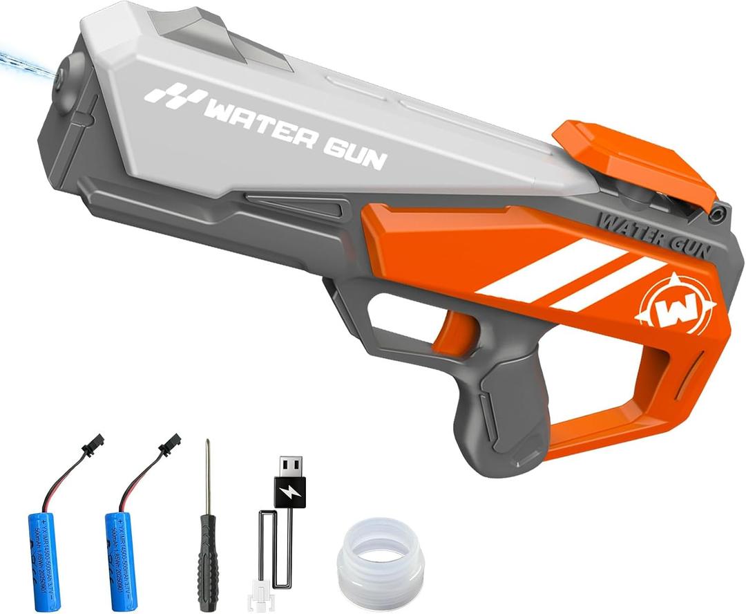 Electric Water Gun for Adults Kid, Powerful Automatic Squirt Gun, High Powered Shooting 100+ Times, Long Range Auto Water Blaster, Pool Outdoor Water Toy(Brown)