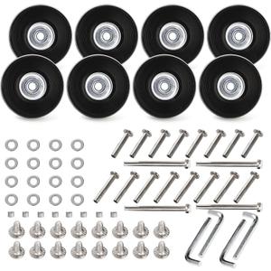 ZOOFOX Set of 8 Luggage Suitcase Replacement Wheels, 50 x 18mm PU Caster Wheels Bearings Repair Kits, Shelf Replacement Wheels for Luggage