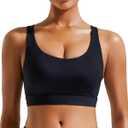 RUNNING GIRL High Impact Sports Bras for Women, High Support Running Strappy Women's Sports Bra with Sewn in Pads (Black, XXL)