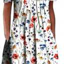 LOVESHOOT Womens Summer Midi Dress 2026 Casual Short Sleeve A Line Dress with Pockets Evening Wedding Guest Work (White, XXL)