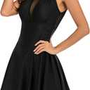 One Piece Swim Dress for Womens Swimsuits Tummy Control Modest Bathing Suits with Skirt High Neck Swimdress (X-Large, Black)