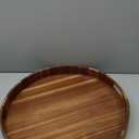 Extra Large Round Ottoman Coffee Table Tray, 22" Big Kitchen Serving Trays for Huge Ottoman Counter Giant Decorative Organizer, Huge Wood Serveware Tray with Built-in Handle for Big Job