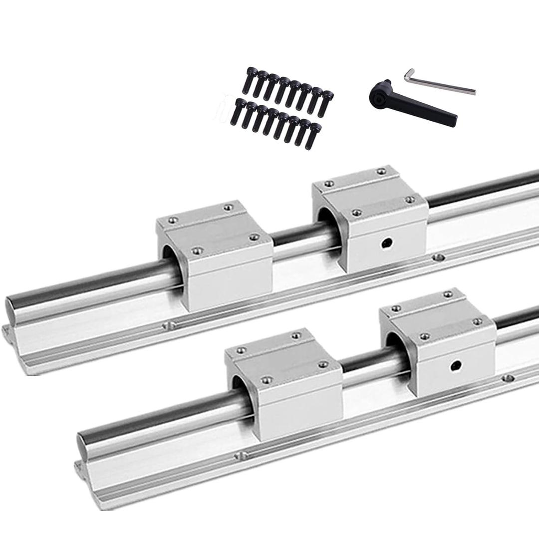 2Pcs 1000mm /39.4 inch Linear Rail with 4Pcs SBR16UU Linear Bearing Sliding Block CNC Parts for Fully suppoeted Shaft Rod