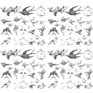 Youdiyla 110pcs Mixed Styles Bird Charms Tibetan Alloy Hummingbird Pigeon Swallow Pendants Vintage Animal Charms for DIY Necklace Bracelet Jewelry Making(SN34)