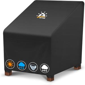 Zettum Patio Chair Cover - 600D Outdoor Chair Cover Waterproof & Heavy Duty, Lawn Lounge Deep Seat Furniture Cover for Swivel Chair, Wicker Chair, Rocking Chair, Single Sofa Chair - 32 x 38 x 31 Inch (Black - 1 Pack)