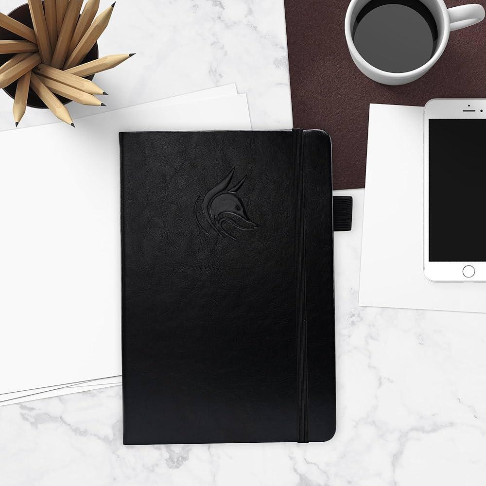 1 Year Financial Planner Black Faux Leather Daily Weekly Monthly Expense Tracker