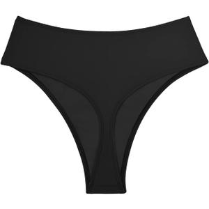 Kepblom Women's Thong Rave Bottoms High Waisted Bikini Bottom High Cut Panties for Dance Festival (Large, Black)