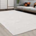 CAROMIO 9x12 Fluffy Area Rugs for Living Room Modern Plush and Thick Faux Fur Shag Rug Non-Slip Soft Accent Rug Carpet for Bedroom, Fuzzy Shaggy Rugs for Kids Nursery Dorm, White