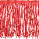 uxcell 2 Yards of 10cm/4" Sequin Fringe Trim Sparkling DIY Fringe Tassel Trim Ribbon for Costume Clothes DIY Sewing Crafts Decoration, (5.9 ft/1.8m) Red