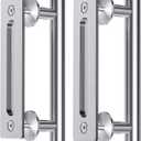 EaseLife 12" Stainless Steel Sliding Barn Door Handles and Pulls Flush Hardware Set, Double Sided, Brushed Finish, Easy Install, 2 Pack (Silver)