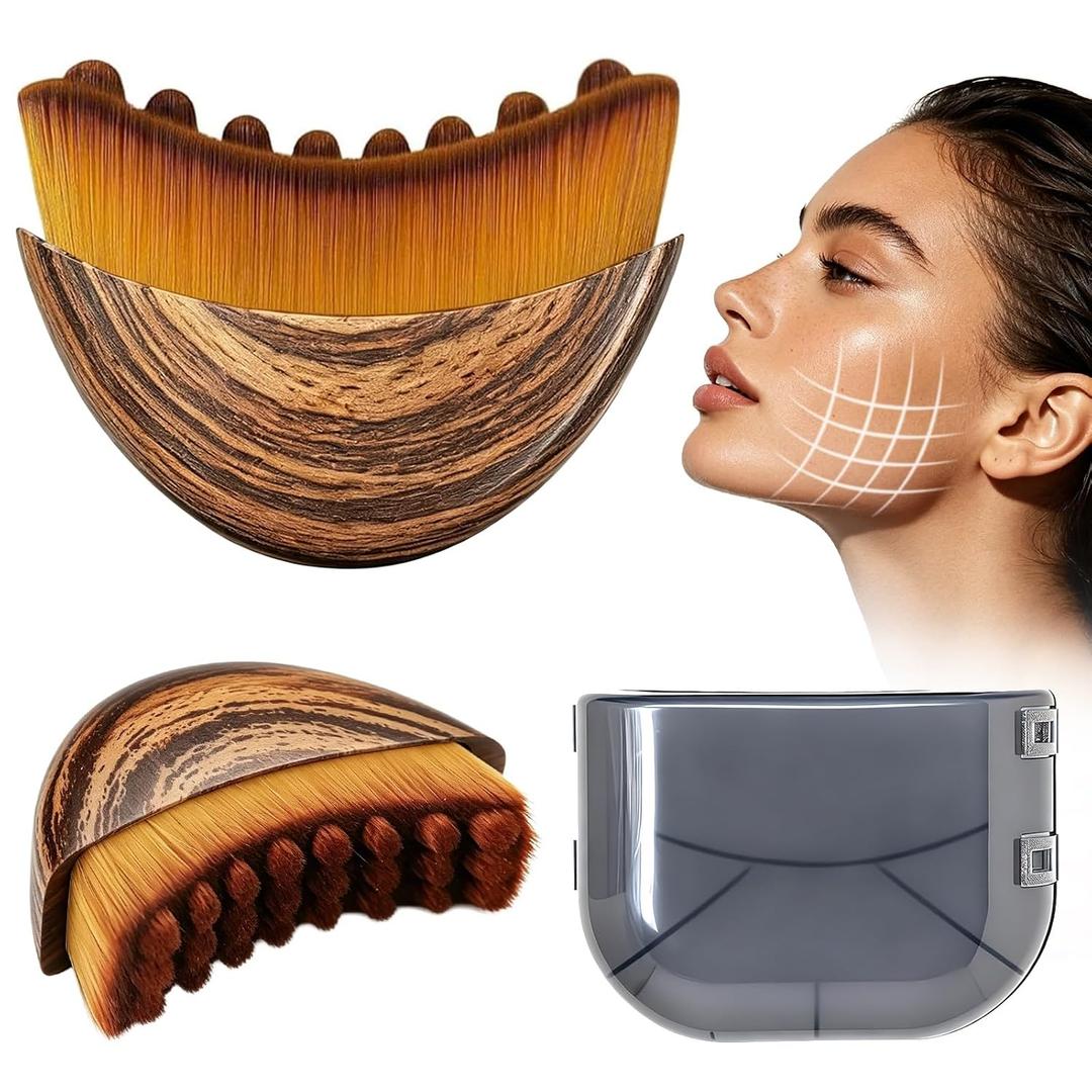 4 x Lymphatic Contour Face Brush For Sculpting Improves Skin Glow | Made With High Quality Soft Bristles For Anti-Puffiness, Detox & Lifting, Gua Sha, And Makeup Brushes