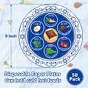 QZYL 50 Pieces Seder Plates for Passover, 9 Inch Disposable Passover Seder Plate, Renaissance Design Pesach Plates for Passover Foods, Deluxe Quality Seder Passover Plates for Passover Decorations