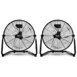 Simple Deluxe 20 Inch 3-Speed High Velocity Heavy Duty Metal Industrial Floor Fan for Warehouse, Workshop, Factory and Basement, Black, 2 Pack