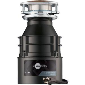 InSinkErator Garbage Disposal with Power Cord, Badger 1, Standard Series, 1/3 HP Continuous Feed, Black