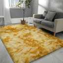 Hutha 6x9 Large Area Rugs for Living Room, Super Soft Fluffy Modern Bedroom Rug, Tie-Dyed Orange Yellow Indoor Shag Fuzzy Carpets for Girls Kids Nursery Room Home Decor