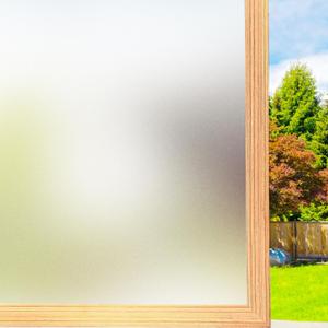 Frosted Window Privacy Film Non-Adhesive Static Cling Bathroom Decorative Stickers Heat Control UV Blocking Opaque Glass Window Coverings Film for Home Front Door Office (35.4 Inch x 6.5 Feet)