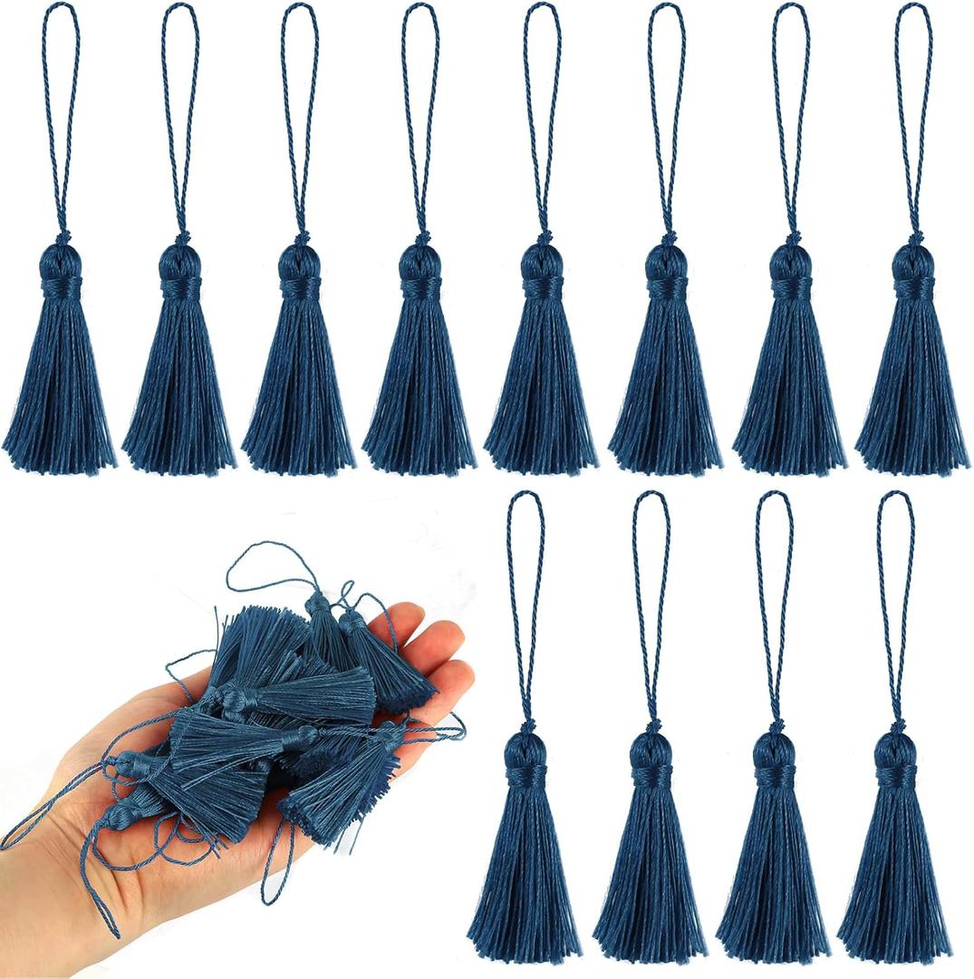 BEL AVENIR 45 Pcs Mini Bookmark Tassels 3.75inch/9.5cm Silky Handmade Keychain Tassel with 2.15inch Cord Loop,Colorful Small Tassels for Craft Accessory,Tags