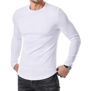 JMIERR Mens Shirts Casual Crewneck Muscle Slim Fitted Workout Gym Athletic T-Shirts Fall Fashion Long Sleeve Shirt for Men, M, White