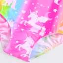 Gnainach Girls One Piece Swimsuits with Adjustable Straps Multicolor Bathing Suits Kids Beach Swimwear for 2-10 Years (6-7 Years, Rainbow)