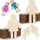 Barydat 60 Pcs People Shaped Wood Cutouts 5.5 x 2.4 Inch Wood People Shaped DIY Crafts Wooden Unfinished Blank Slices for DIY Projects Home Party Decor