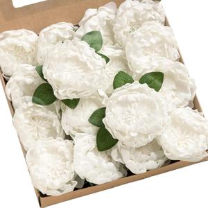 Ling's moment Flowers 16pcs White Blooming Peonies Artificial Flowers with Stem, Artificial Peony Flowers for DIY Wedding Decorations Centerpieces Bouquets Boutonnieres (Wht-pure White)