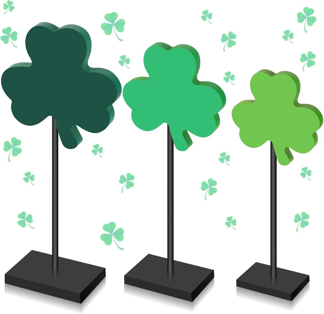 4.6" Lit St. Patrick's Day Irish Shamrock 3pc