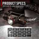 Coast XPH30R 1200 Lumen USB-C Rechargeable Dual Power Headlamp with Twist Focus Beam and Magnetic Base, 4.37 oz. - Black
