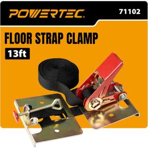 POWERTEC Wood Flooring Strap Clamp, Flooring Installation Clamp with 13ft Nylon Strap, 220 lbs Clamping Force, Fits Laminate, Tongue & Groove, Hardwood Floors, Durable Metal & Rugged Build (71102)