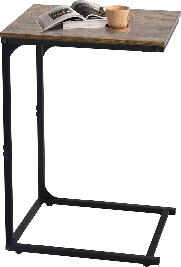 LOFTEY C Shaped End/ Side Table, Slide Under Couch Table, End Table for Living Room& Bedroom, Side Table for Chair& Sofa, C Table for Small Spaces